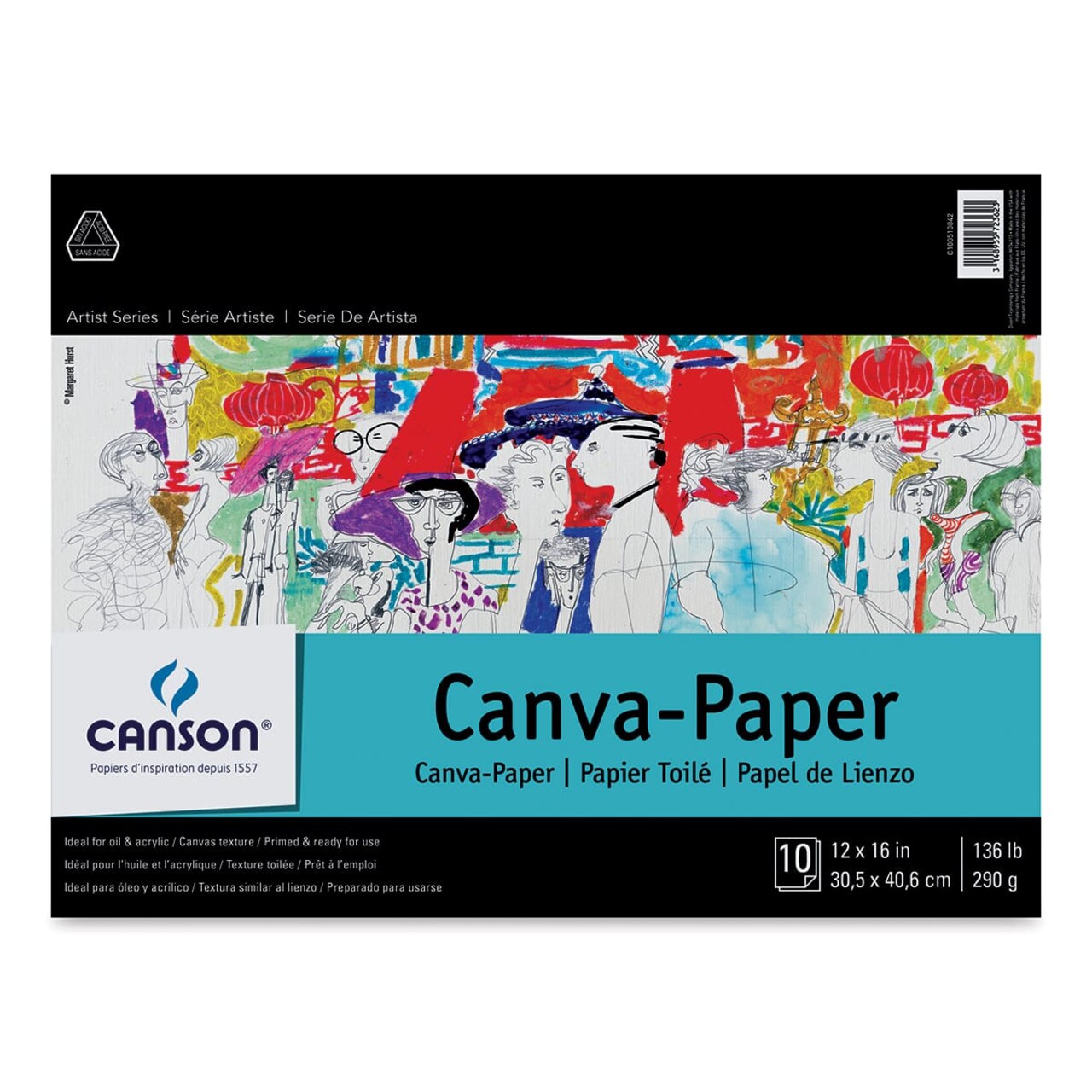 Canson Foundation Canva-Paper Pad - 12" x 16", White, 10 sheets